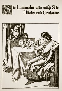 Sir Launcelot sitzt mit Sir Hilaire und Croisette, Illustration aus 