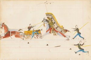 Heulender Wolf kämpft gegen Soldaten, 1874-75 von Howling Wolf