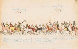 Rückkehr von einem Überfall nach Alt-Mexiko über die Staked Plains mit einer Herde erbeuteten Viehs, 1874-75 von Howling Wolf