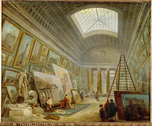 Eine Museumsgalerie der römischen Kunst von Hubert (circle of) Robert