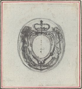 Wappen-Kartusche mit Krone und Girlanden von Hubert Francois Gravelot