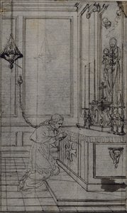 Studie für Vignette in Abbé Dinouarts "Vie du Venerable don Juan de Palafox", S. 256 von Hubert Francois Gravelot