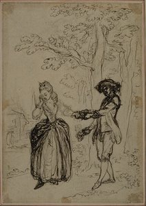 Studie für eine nie veröffentlichte zweite Ausgabe von Colles "La Partie de Chasse de Henri IV", Akt II, Szene 3