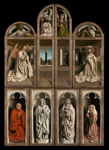 Außenansicht der linken und rechten Tafeln des Genter Altars