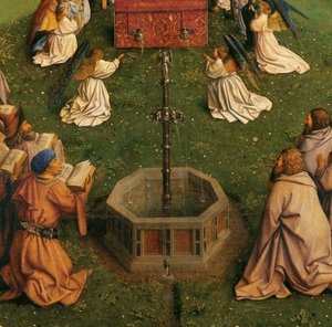 Die Anbetung des mystischen Lammes, vom Genter Altar, Detail der unteren Hälfte der zentralen Tafel (Detail)