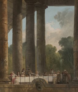 Ein Bankett in den Ruinen eines Tempels, 1795 von Hubert Robert