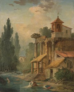 Eine Laune mit einem Eremitage, 1796 von Hubert Robert