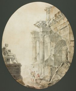Konstantinsbogen mit Nero-Statue von Hubert Robert