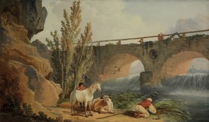Brücke über einen Wasserfall von Hubert Robert