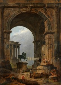 Antikes Caprice mit der Statue von Marc Aurel