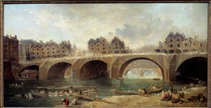 Abriss der Häuser der Notre-Dame-Brücke in Paris im Jahr 1786