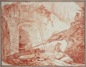 Zeichner in den Ruinen des Palatins von Hubert Robert
