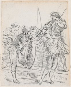 Gruppe von männlichen Figuren im Gespräch von Hubert Robert