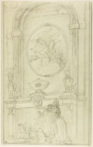 Innenraum mit einem Paar vor einem Kamin von Hubert Robert