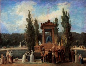 Denkmal zu Ehren von Jean Jacques Rousseau im Tuileriengarten am 10. Oktober von Hubert Robert