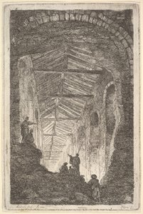 Platte 10: Die antike Galerie: eine große überdachte Galerie, Licht von hinten einfallend, ca. 1763-64 von Hubert Robert