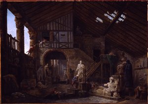 Atelier eines Restaurators von Altertümern in Rom von Hubert Robert