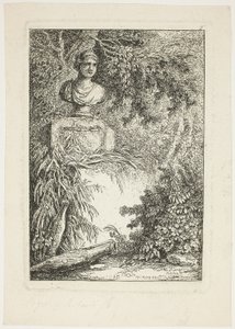Die Büste, Platte zwei aus Les Soirées de Rome von Hubert Robert