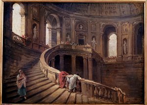 Die Wendeltreppe des Palazzo Farnese in Caprarola von Hubert Robert