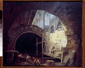 Verletzung der Keller der Könige in der Basilika von Saint Denis im Oktober 1793 von Hubert Robert