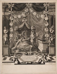 Eine adlige Dame auf ihrem Sterbebett von Hubert Schaten