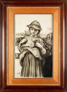 Ein Mädchen mit Blumen von Hubert von Herkomer