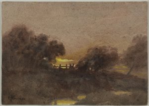 Landschaft mit Tor bei Sonnenuntergang von Hugh Huntington Howard