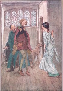 Ich hatte einen Vater, Frau Anne: Mein Onkel kann Ihnen gute Witze über ihn erzählen, Illustration aus Die lustigen Weiber von Windsor, 1910 von Hugh Thomson