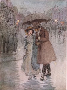 Phoebe: "Es regnete und mein Gesicht war nass." (Lithografie) von Hugh Thomson