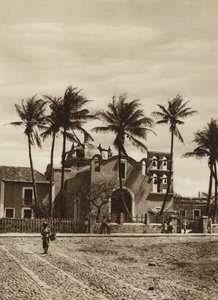 Mexiko: Vera Cruz, Kirche mit Glockenturm von Hugo Brehme
