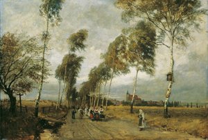 Landstraße mit Birkenallee von Hugo Charlemont