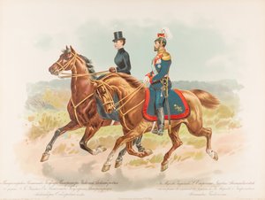 Reiterporträt von Nikolaus II. von Russland von Hugo Karlovich Bakmanson