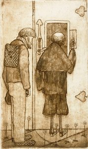 Der Bauer und der Tod an den Toren des Himmels von Hugo Simberg