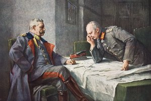General von Hindenburg und Generalquartiermeister Erich von Ludendorff am Kartentisch von Hugo Vogel
