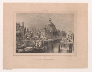 Ansicht des Stromarkts, des Singels und der Lutherischen Kirche von Huib van Hove Bz