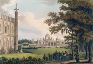 Brighton Pavilion mit Gärten, graviert von Joseph Constantine Stadler von Humphry Repton