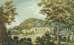 Die Südfront mit Ostfront in Perspektive, aus dem Roten Buch für Antony House, ca. 1812 von Humphry Repton