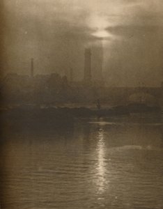 Nebel eines Londoner Abends am Surrey-Ufer bei der Waterloo-Brücke, ca. 1935 von Huson