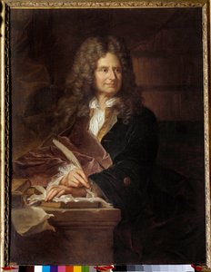 Porträt von Nicolas Boileau (1636 - 1711) genannt Boileau Despreaux, französischer Schriftsteller - Gemälde aus der Werkstatt von Hyacinthe Rigaud (1659-1743)