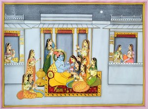 Krishna und Gopis bei Nacht