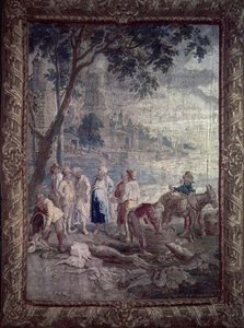 Wandteppich mit rustikalem Motiv von I.V. Borcht, flämisch, 17. Jahrhundert