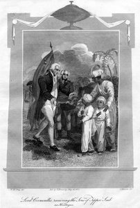 Lord Cornwallis 1738-1805 empfängt die Söhne von Tippoo Saib als Geiseln, 1816 von I. Brown