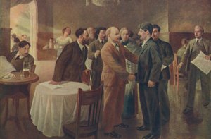 Erstes Treffen von Lenin und Stalin, Tammerfors Finnland, Dezember 1905, 1939 von I Vepkhvadze