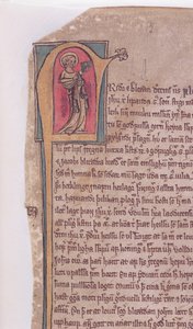 Historiierte Initiale am Anfang der Saga der zwei Apostel Johannes und Jakob, aus Codex Scardensis, ca. 1360 von Icelandic School
