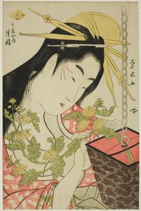 Die Kurtisane Tsukioka vom Hyogoya von Ichirakutei Eisui