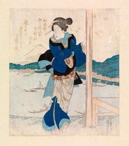 Geisha auf dem Balkon eines Kirschbaum-Pavillons, ca. 1830 (Farbholzschnitt) von Ichiyusai Kuniyoshi