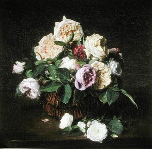 Rosen in einem Korb auf einem Tisch von Ignace Henri Jean Fantin Latour