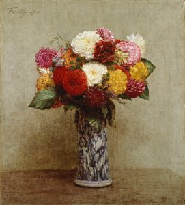 Dahlien in einer chinesischen Vase