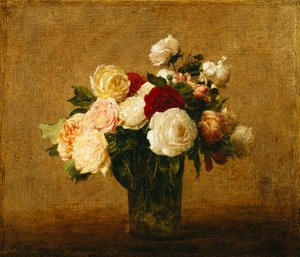 Rosen in einer Glasvase; Roses dans un Vase de Verre
