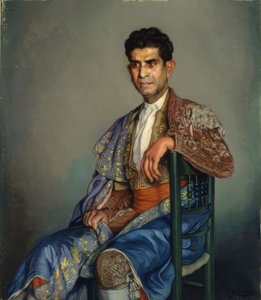 Torero mit Traje de Luces auf einem Stuhl – 20. Jahrhundert von Ignacio Zuloaga y Zabaleta